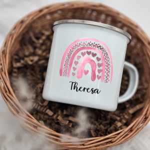 Emailletasse 'pink rainbow' | personalisiert | 16,90 €